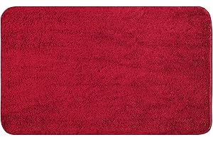 MIULEE Tapis Salle de Bain Tapis d'Entrée Tapis de Douche Antidérapant Tabis Absorbant Tapis Moelleux Microfibre WC Toilette Baignoire Sortie Cuisine Salon Chambre Rouge 40x60cm