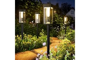 BITPOTT Lampes Solaires Extérieur Jardin Lot de 6 IP65 Etanchéité Solaire de Jardin Décoration Lampes de Chemin Solaires pour Balcon,Terrasse,Chemin,Pelouse,Extérieur (Blanc Chaud)