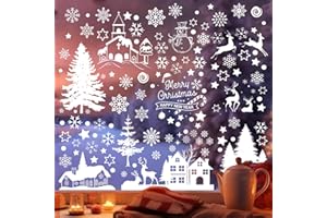 ANNISSA Decoración Navidad Ventanas PVC Doble Cara Pegatinas Removible Navidad Copos Nieve Stickers Papá Noel Muñeco de Nieve Alce de La Puerta Adornos Navidad Decoracion Ventana (Style2 + Style3)