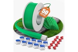 COZCLAM 50m Câble de délimitation +50 Piquets +10 Connecteurs de Câble +10 Bornes De Connexion pour Tondeuses Robot, Kit d'accessoires Câble de Recherche Universel, Compatible avec Gardena/Bosch/Worx