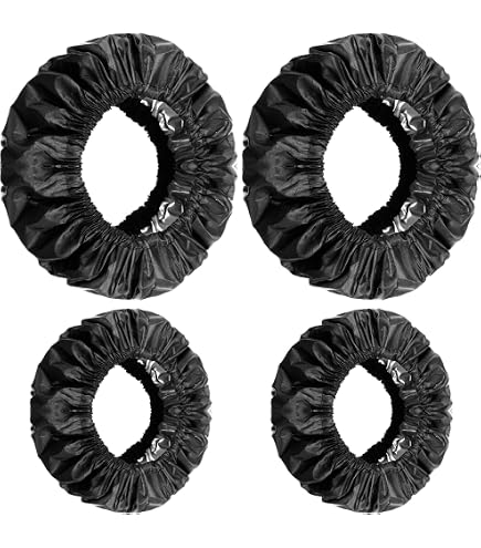 Housse De Roue Pour Poussette - Protection Anti-poussière Et Salissures - Noir - 4 Pièces - Tissu Oxford Imperméable - 10