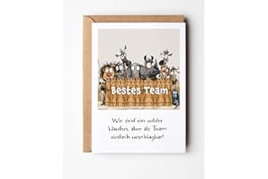 ‎PURESIZE PURESIZE 12er Teamkarten mit witziges Safari Motiv, Kollegen Geschenk Karten, Mitarbeiter, Angestellte, Weihnachten, Danke sagen, kleine Aufmerksamkeit, Abschied Jobwechsel