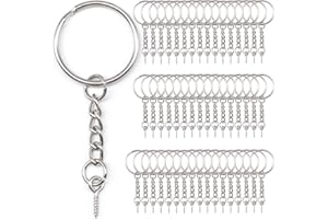 YINENGD 50pcs Metal Split Key Chain Rings, Key Rings with Link Chain, Open Jump Ring and Connector for Crafts Jewelry Keyring Making Resin DIY