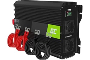 Green Cell PRO 2000W/4000W 12V do 230V Volt Przetwornica Inwerter napięcia samochodowa Falownik solarny Konwerter prądu przemiennego modyfikowana sinusoida Przetwornik DC AC z kablami akumulatora