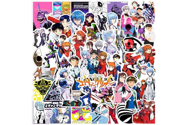 NEULEBEN Lot de 50 autocollants néon Genesis Evangelion - En vinyle imperméable - Pour ordinateur portable, bagage, skateboard, voiture, enfant