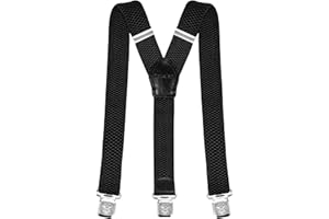 Decalen - Bretelle da uomo larghe 4 cm con 3 clip in metallo molto forti, taglia unica, regolabili ed elastiche, stile ad Y