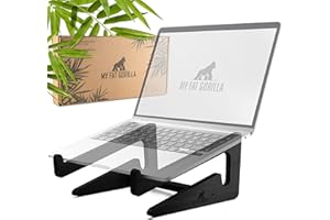 My Fat Gorilla Support Ordinateur Portable, Support Ergonomique Universel Porte-Laptop en Bambou, Support PC Portable, Laptop Stand, Support Macbook, Rehausseur Ordinateur Portable (Noir)