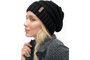 FURTALK Strickmütze Damen Slouch Beanie Mütze Street Style Grobstrick Wintermützen Klassische Weiche Beanie Winter