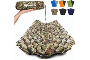 POWERLIX Materassino Campeggio Ultraleggero Ideale per Campeggio, Escursionismo, All'aperto, Materasso Gonfiabile Compatto e Leggero - Airpad, Kit di Riparazione Borsa per il Trasporto