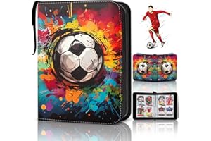 ENAIAH Sammelkarten Album, Sammelalbum Fußball Karten Ordner 4 Taschen 50 Seiten für 400 Karten kompatibel mit allen Arten von karten Sport Karten Heft Sammelmappe mit Reißverschluss Tragegriff