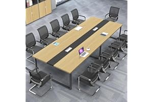 ZRBDDEF Grande Tavolo Riunioni Ufficio – Tavolo Conferenza Moderno con Passacavi,Struttura in Metallo Robusta,Design Rettangolare Nero-Bianco per 8–12 Persone (senza sedie)