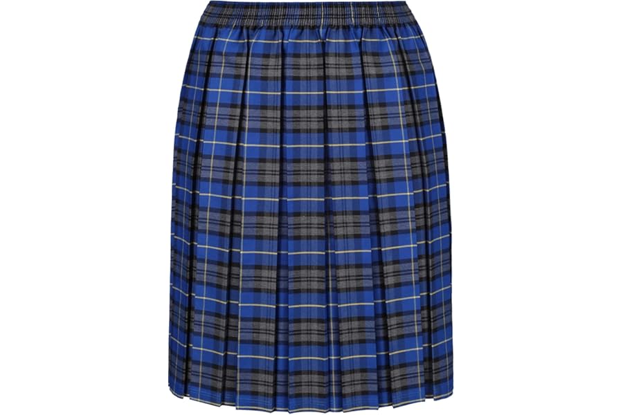 Girls Premium Quality UK Made Tartan Box Pleated School Uniform Skirt Red Blue Green Maroon Light Blue
