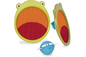 B. toys - Frankie la rana - Gioco di lancio e cattura - Acchiappacriteri - Playset per lo sport e l'aria aperta - 2 palette per rane e palla in tessuto - giocattolo da esterno per bambini, 3 anni+