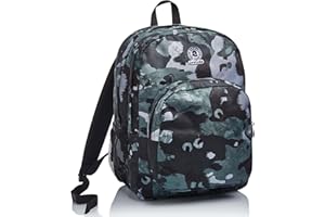 Invicta Zaino Scuola Strong, Doppio Scomparto con Tasca Porta PC, Tasca Porta Borraccia, Tasca con Organizer, Maxi Capiente,