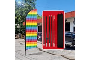 QSUM Rainbow Feather Flag & Pole Kit, 8FT LGBT Flag Party Sign Gay Pride Stuff Garden Banner or Yard Outdoor Decorations (1 PCS Flag & Pole)