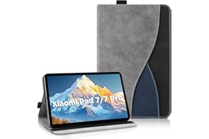 AsWant Étui Coque pour Xiaomi Pad 7 / Xiaomi Pad 7 Pro (11 Pouces, Model 2024, 7. Generation) - Étui Housse de Protection Cuir PU avec Portefeuille Coque Tablette Xiaomi Pad 7 (Gray)