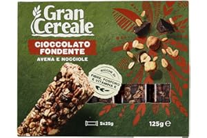 Gran Cereale, Snack Barrette al Cioccolato Fondente, Avena, e Nocciole - Colazione e Snack Dolce - 125 g