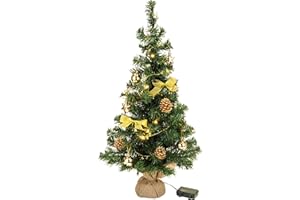 Bambelaa! Weihnachtsbaum Künstlich Mit Beleuchtung Geschmückt Tannenbaum Dekoriert Christbaum Beleuchtet LED 75cm Gold