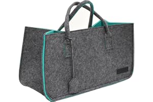 DuneDesign Fino a 25 kg: Borsa Feltro XXL - 50x25x25 Mobile Portalegna da Interno Borsa Legna per Camino Porta Pellet - Cestino Spesa Porta Coperte da Salotto Cestello Portabottiglie Cesto Biancheria