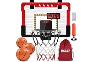 MIERYD Elektronischer Mini Basketballkorb Indoor Zimmer Tür,Kinder Basketball Hoop Set mit Ball & Fernbedienung Sport Spielzeug Outdoor Weihnachten Geburtstag Geschenk Jungen Mädchen ab 4 5 6 7 8 9 10 Jahre