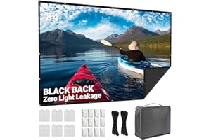 Beamer Leinwand 84 Zoll Outdoor: LEORFI Verbessert Schwarzer Hintergrund Schwarz undurchsichtig - Tragbare Projektionswand Indoor - Projektor Leinwand Faltbar Waschbar für Heimkino - mit Tragetasche