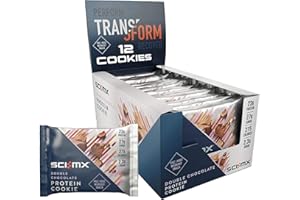 SCI-MX High Protein Double Chocolate Cookie Box - 23g protein, 2.3g sugar + 265 calories per cookie - Pack of 12 x 75 g - Low Sugar - Pre / Post Workout Snack - Suitable for Vegetarians