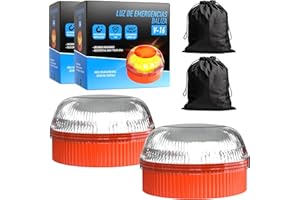 XAUSLY Balise V16 | Lumière d'urgence pour signaler les accidents de voiture | Remplace triangle | Comprend un étui noir | Sans GPS | Aimants magnétiques | Fonctionne avec 3 piles AAA | Haute visibilité (lot