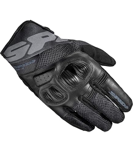 Guanti Moto Estivi In Pelle Traforata Helstons Modello Corporate Camel Nero P38983 - Foto 2