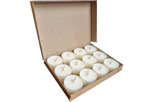AGGY'S HANDICRAFTS 12 Natural Unscented 100% Vegetable SOY WAX Tealight Candles Minimum 4 Hours Burn Time Paraffin-Free Non-Toxic Vegan Tealights in Clear Cup for Oil Burner & Wax Melter