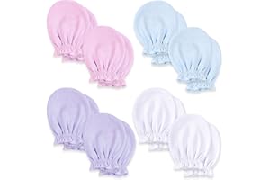 KiddyCare - Guantes Bebé Recién Nacido - Guantes 100% Algodón Orgánico, Suaves para Evitar Arañazos - Manoplas Infantiles Hipoalergénicas con Puño Elástico - Guantes para Niño y Niña - 0-6 meses