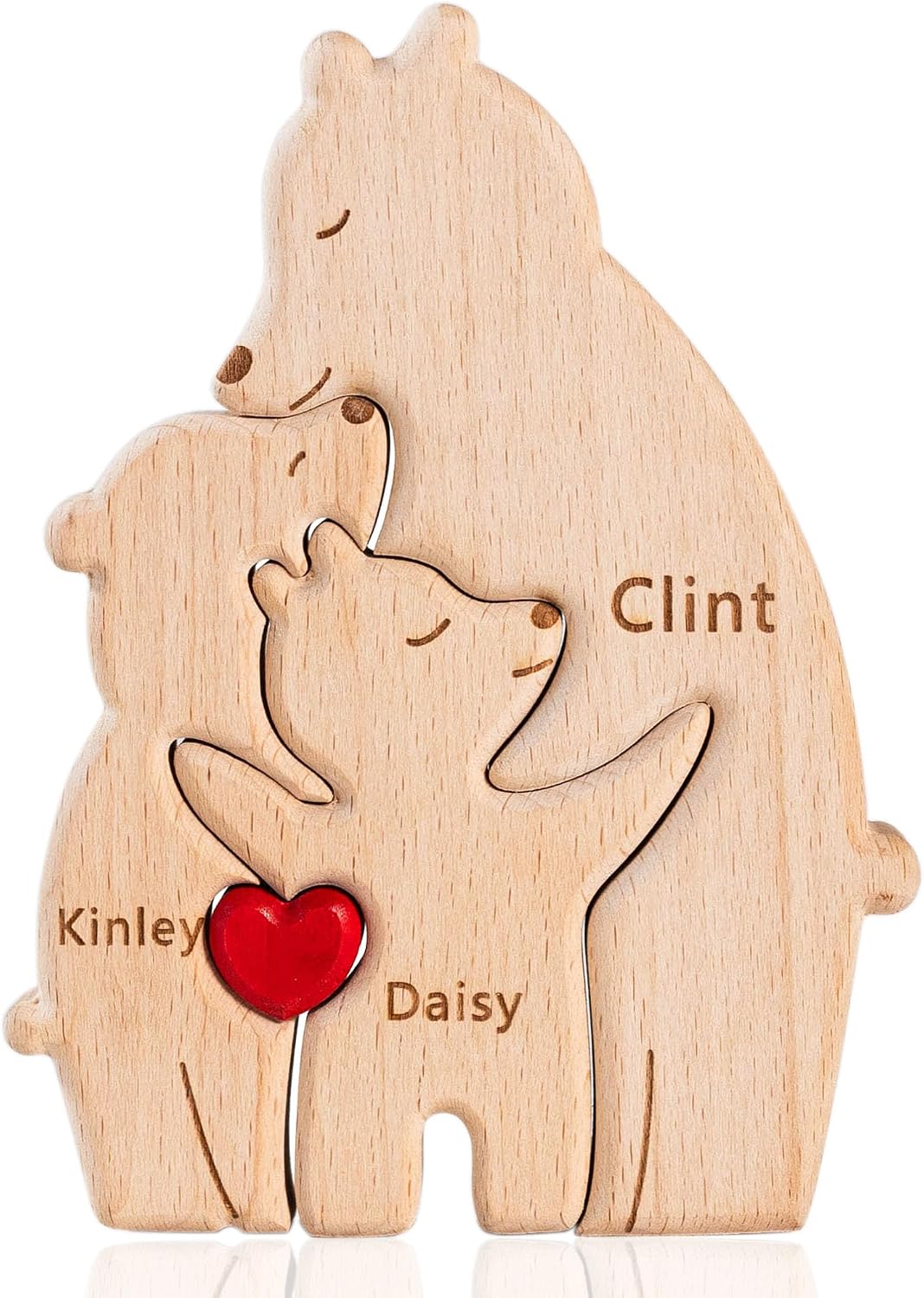 Easycosy Regalo Dia de la Madre, Puzzle Personalizado Familiar de Osos de Madera con 2-7 Nombres, Rompecabezas Personalizados con Familia de Osos, Regalos Decorativos para Mamá, Papá, Navidad
