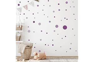 WANDKIND Zestaw 120 sztuk naklejek ściennych do pokoju dziecięcego V283, naklejki, koło, naklejki ścienne, pokój dziecięcy, kropki, kropki w różnych kolorach (fioletowe)