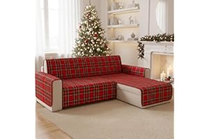 Zucchissime Copridivano Natalizio 3 Posti con Penisola Scozzese Double-Face Lavabile | Tessuto Spesso, Antiscivolo Naturale, Pet-Friendly, Stile Natalizio Elegante