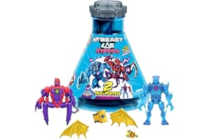 MrBeast Lab Hybrids Mehrfachpackung, Verschiedene Hybrid-Teile und 2 Actionfiguren zum Kombinieren, mit Teilen des Golden Panther Dragon, zahlreiche Kombinationen, über 30 Monster zum Sammeln