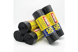 FRIO 50 große schwarze Müllsäcke 150 L, extra stabil für Abfalleimer, Mülltrennung & Recycling, 80x120 cm, mehrschichtig, reißfest, mit praktischen Verschlussbändern, Haushalts- und Gewerbequalität