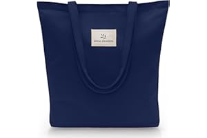 Emma Jonasson Tote Bag Femme - Sac Tissu avec Fermeture éclair et Poche intérieure - Sac en Toile Femme - Aestetic Coton Bag - Canvas Sac Tote Bag - sac de course - sac cabas