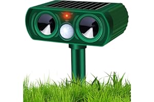 LENGDENG Cat Repellent Garden, Solar Powered Ultrasonic Fox Deterrent for Gardens, Cat Scarer IPX4 Waterproof, Solar Powered Animal Repellent Outdoor Farm Yard Effective for Squirrels, Dogs Foxes Birds