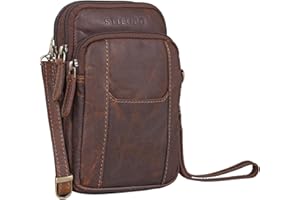 STILORD "Tertius Borsa Porta Cellulare in Pelle con Sistema 3-in-1 Piccola Borsa a Tracolla Marsupio da Cintura Vintage Pochette Uomo in Cuoio Genuino Colore:colorado - marrone