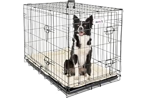 MaxxPet Metal Cage de Chien - Caisse de Transport pour Chien - Cage Chien XXL avec 2 Portes - INCL.Plaid et Gamelle - Interieur, Dog Crate Voiture - Cage Pliable Chien - 107x71x76 cm - Noir
