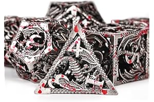 HKDZ 7Pcs Dnd Dice Set Metal Polyhedral Rpg Blood D&d Dice Game for Role Playing Table Game Dungeons and Dragons Dice with Box Mtg Pathfinder Set