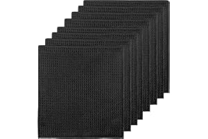Jukibole Tvättbara disktrasor svart, 8 stycken våffeldukar av mikrofiber, 20 x 20 cm återanvändbara rengöringsdukar för kök