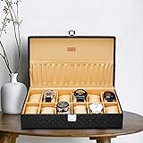 LEDO Men's and Women's Watch Box Holder Organizer Case In 12 Slots of watches In PU Leather with Royal Black color: 