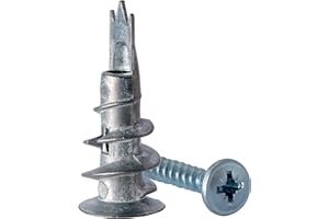 NCaan 20pk Heavy Duty Metal Self-Drill Plasterboard Fixings with Screws—Superior Tight Grip & Strong Hold—Plasterboard Wall Fixing—Driva Plasterboard Fixings—Metal Self-Drill Anchor 31mm (Pack of 20)