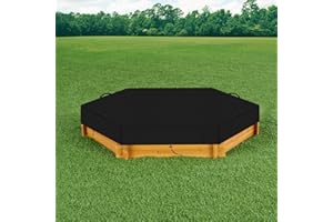 YBYHFAA Hexagon sandkasten Abdeckung, 600D Oxford-Stoff Sandkasten Abdeckplane,Schutzabdeckung für Sandkastenpool den Außenbereich, mit Kordelzug,wasserdicht und UV-beständig (Black,230 * 200 * 20CM)