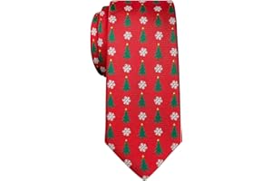 Retreez Corbata de microfibra fina de Patrón de Copos de nieve y Árbol de Navidad de Navidad para hombres