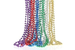 AJCOTAHM 18 PCS Mardi Gras Beads, 6 Kinds of 35" Colorful Beads Necklaces Women Men Costumes Stuff Festival Parade Throws Accessory Sets for Mardi Gras, Christmas, Carnival Party Favor