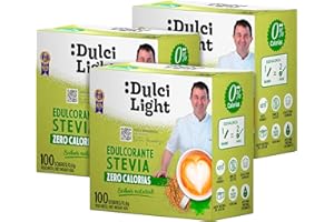 DULCI LIGHT DULCE Y FAVORABLE Dulcilight Édulcorant Stevia Zero Calorie 300 Buchettes 1gr = 10gr de Sucre | Substitut de Sucre Stevia Granulée avec Fibres Végétales 100% Saveur Naturel | Non OGM Keto Sans Gluten Végétalien