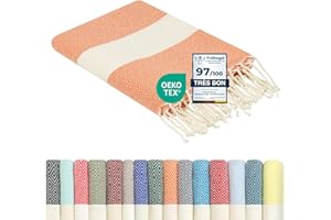 FLORA FURORA Fouta Serviette de Plage Coton 100 x 200 cm - Qualité Luxe Original - Tissu de Hammam Sauna Oriental, Pique-Nique Tapis, Couverture Voyage, Drap de Plage, Serviette Plage Femme Homme Ado, Couvre-Lit