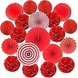 Zerodeco Hanging Paper Fan Set, Tissue Paper Pom Poms Flower Fan and Honeycomb Balls for Birthday Baby Shower Wedding Festiva