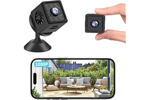 Onherm Mini Camera Espion, HD 1080P WiFi Camera Surveillance, Prend en Charge la Vision Nocturne et la Détection de Mouvement, Convient aux Garages, Chambres, Bureaux